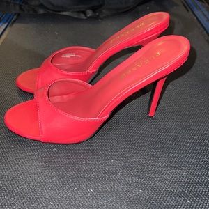 Red Leather Slip On Heels